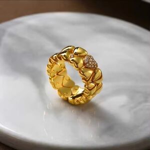 Gold Heart Sterling Silver Ring